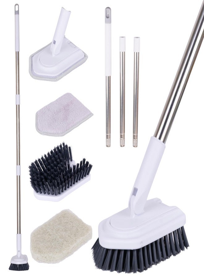 Hexwell فرشاة تنظيف الحمامات من هيكسويل بمقبض طوله 92 سم، فرشاة تنظيف 3 في 1 بمقبض، وسادة تنظيف قابلة للتمديد لتنظيف الحمام، المرحاض، الأرضيات، حوض الاستحمام، البلاط، المغسلة - Image 1